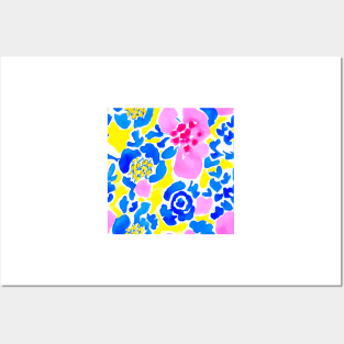 Preppy colors abstract flowers Posters and Art